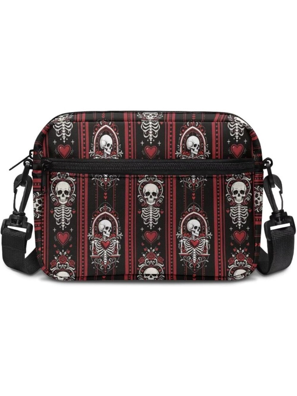 🎃Women's Skeleton Heart Rose Str Halloween Small Shoulder Cross Body Bag Zipper